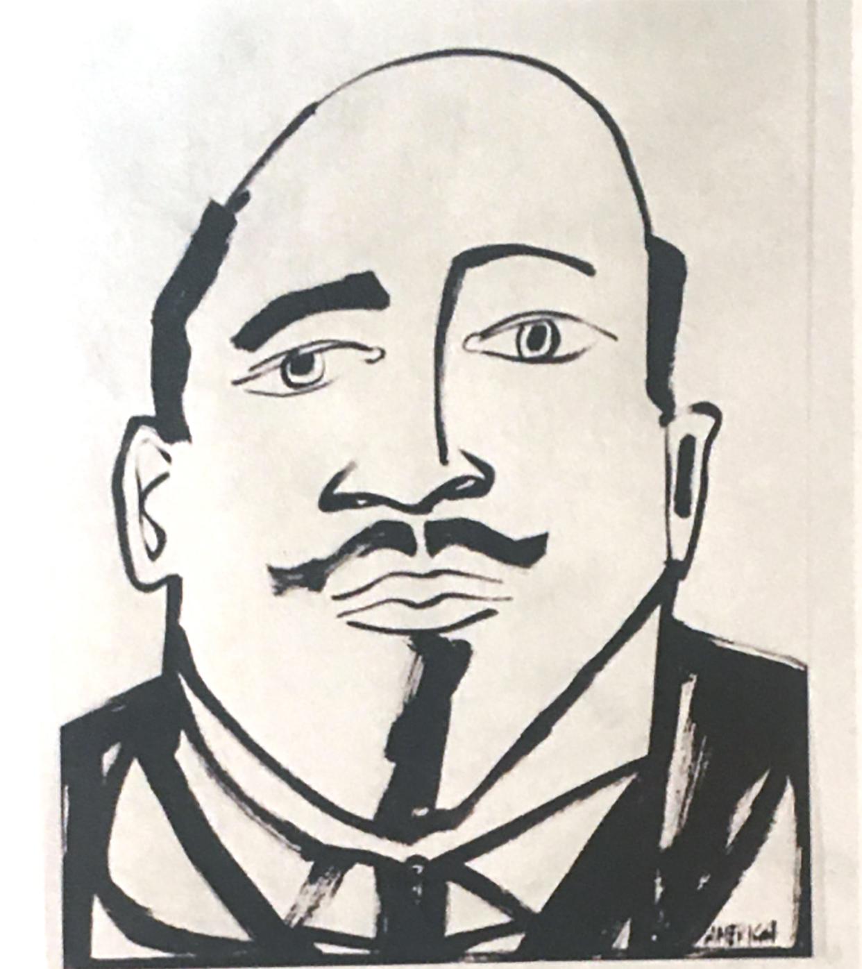 W.E.B duBois, America Martin_Ink on Paper_2020- portion of sale to ACLU/NAACP For Sale 2