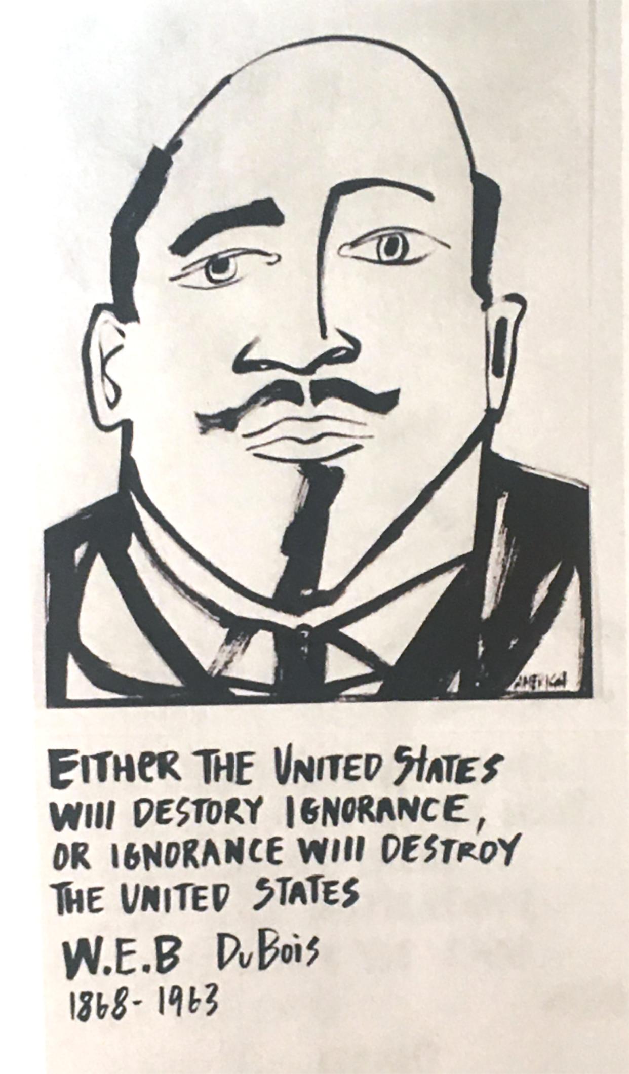 W.E.B. duBois, America Martin_Ink on Paper_2020- Verkaufsteil an ACLU/NAACP