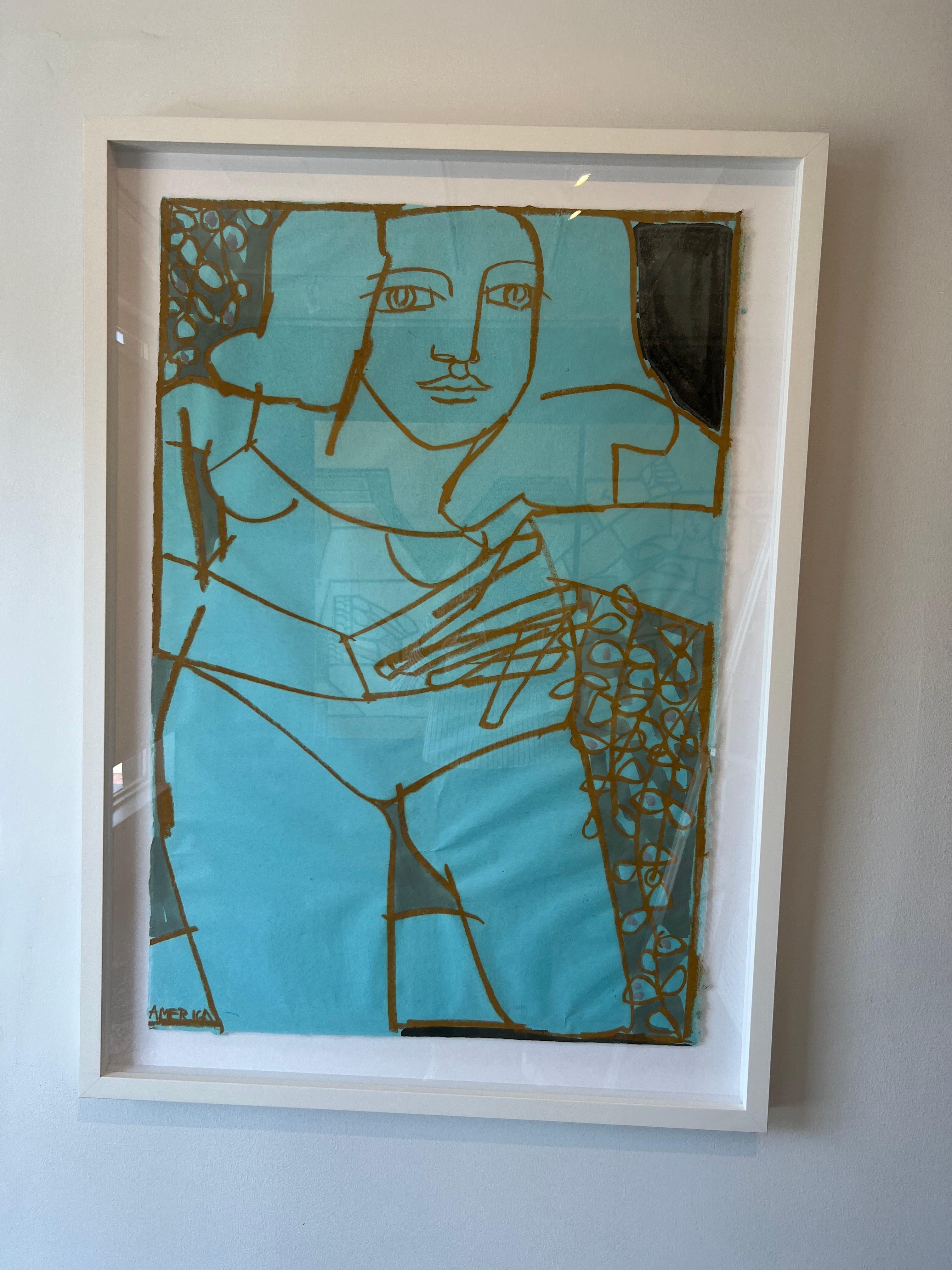 Woman by the Leaves and Blossom_America Martin_Oil/Pastel/Ink/Paper_figurative 1