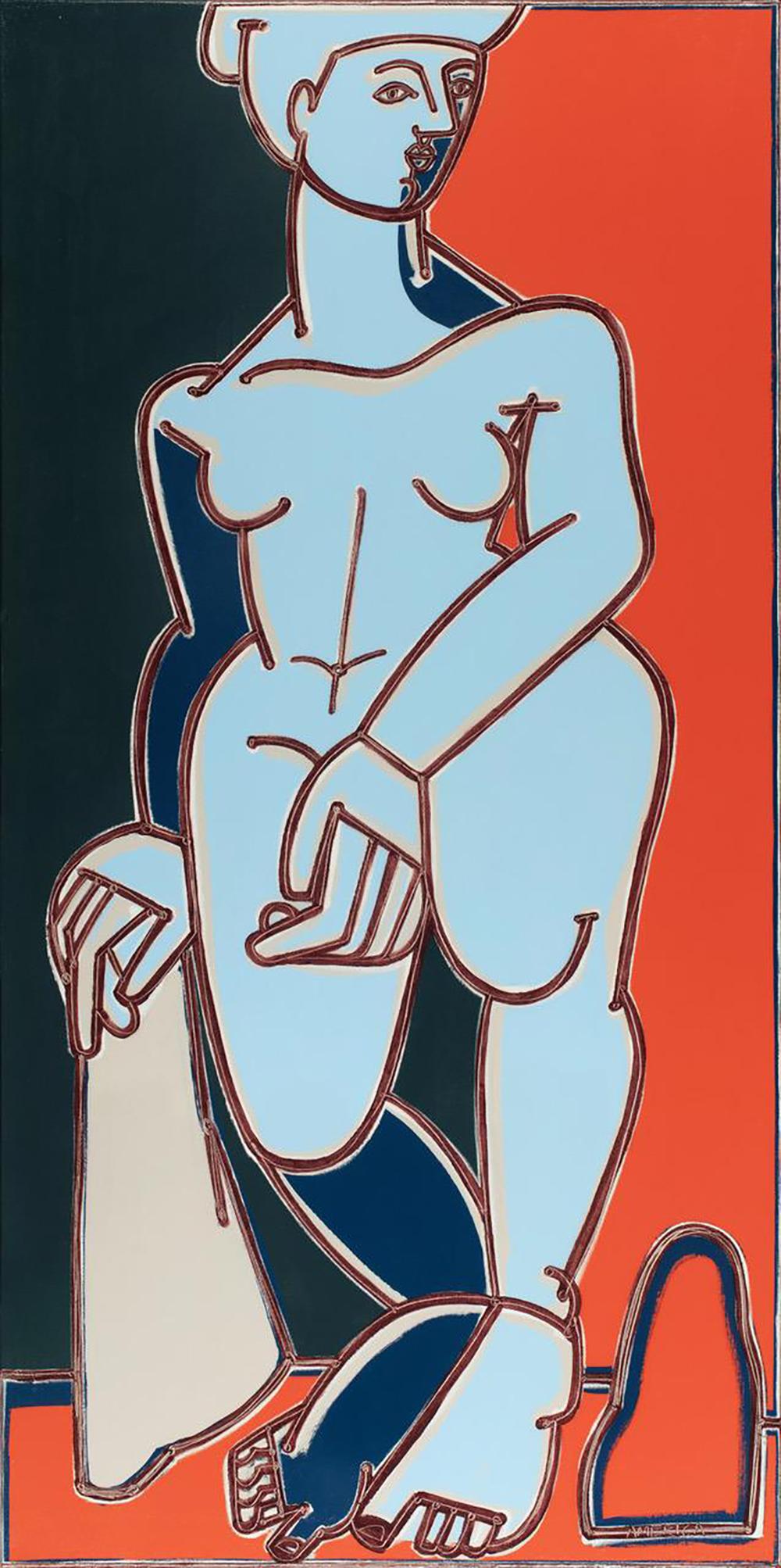 Martine Martin
"Femme près de la grande pierre
Huile et acrylique sur toile
72 x 36 in.  73.5 x 37.5 in. Encadré
______________

Explorant l'identité de son homonyme et de son pays, America Martin, basée à Los Angeles, s'inspire de son héritage