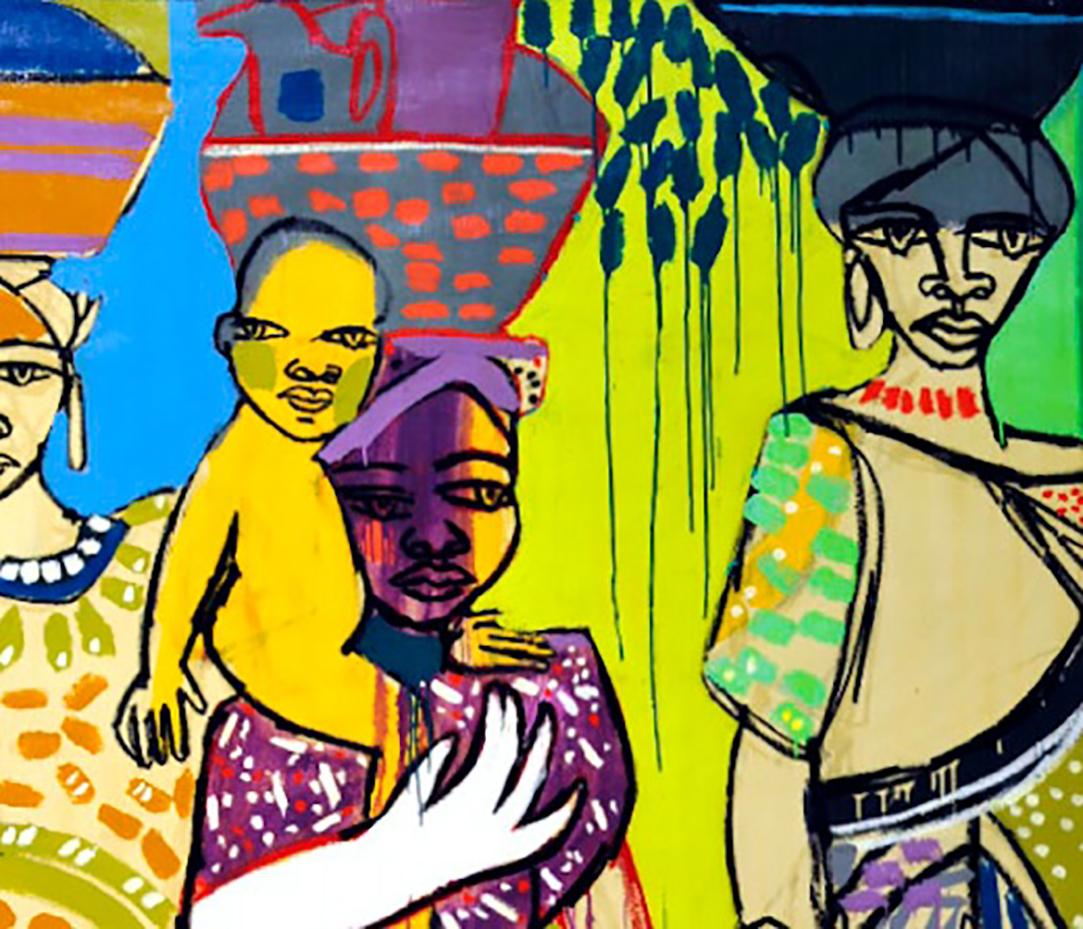 Mujer cargando y lavando, America Martin, Óleo y acrílico, Figurativo/Retrato 2