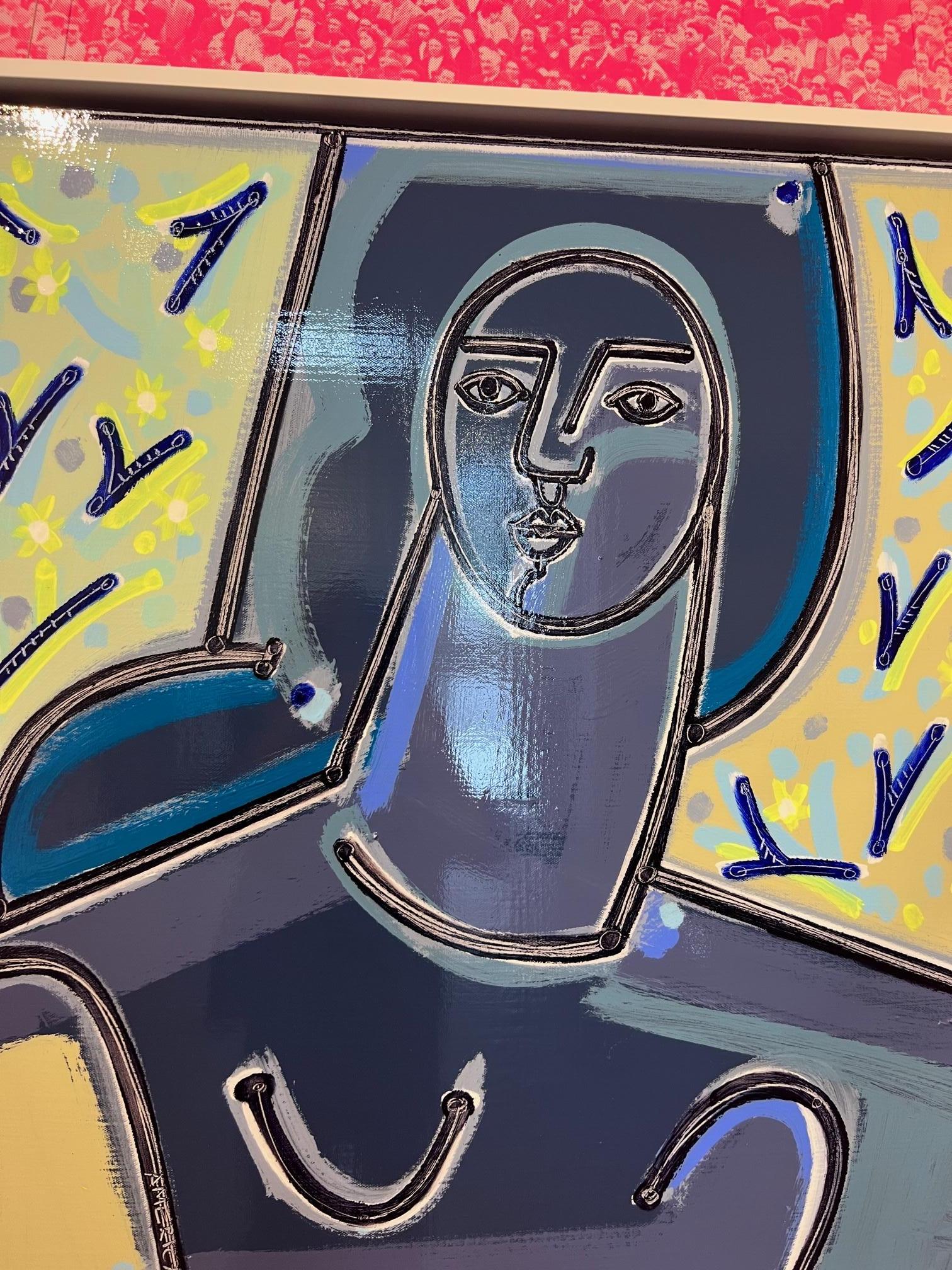 Woman in Blue_America Martin_Oil/Acrylic/Canvas_Portrait, Figurative_Bust For Sale 3