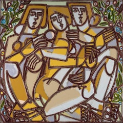 Women Seated Under Guava Tree_America Martin_Oil/Acrylic/Canvas_Figurative