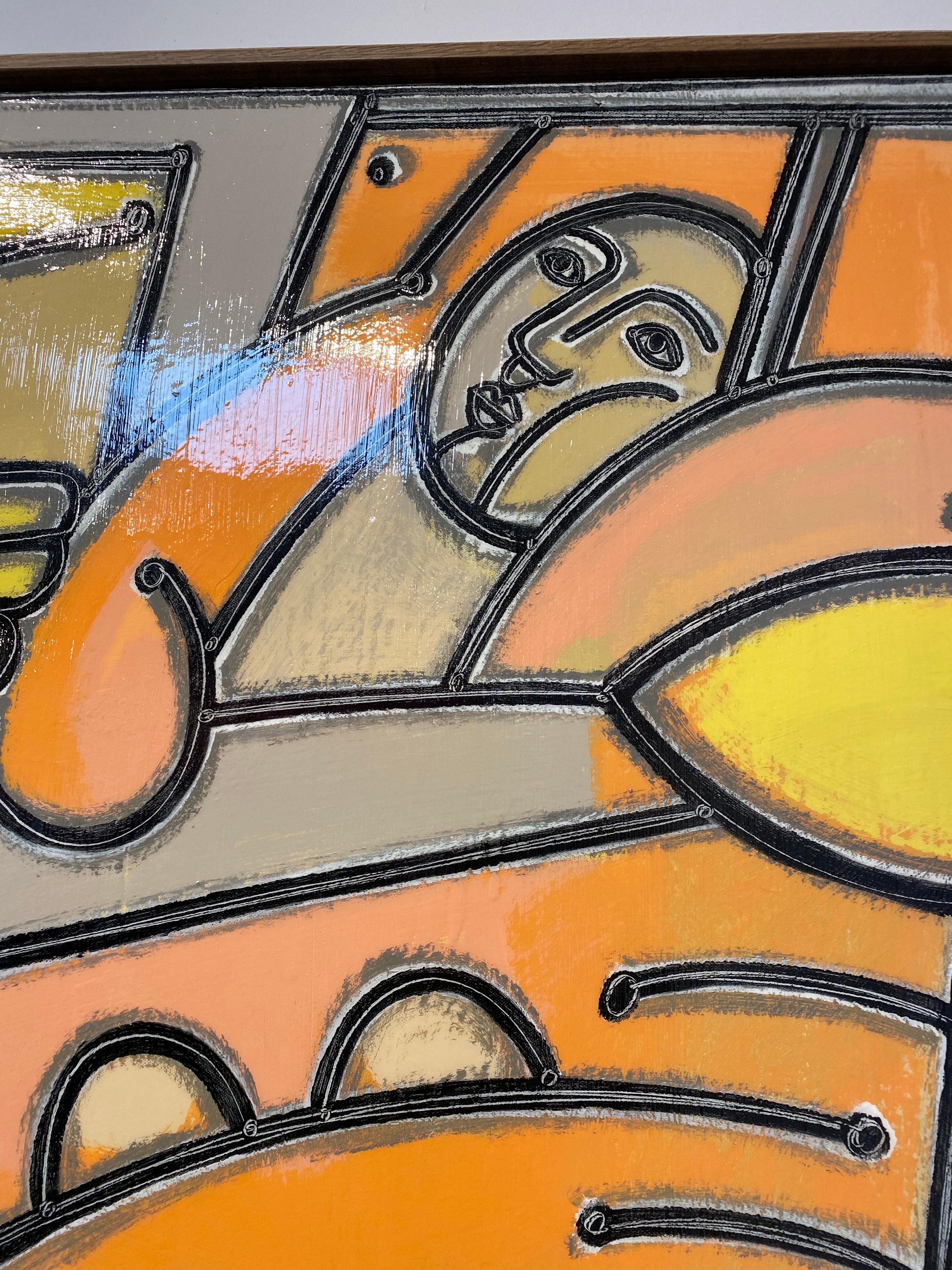 Montre pour femmes Eclipse_America Martin_Oil/Acrylique_Figurative/ Nu/Orange en vente 4