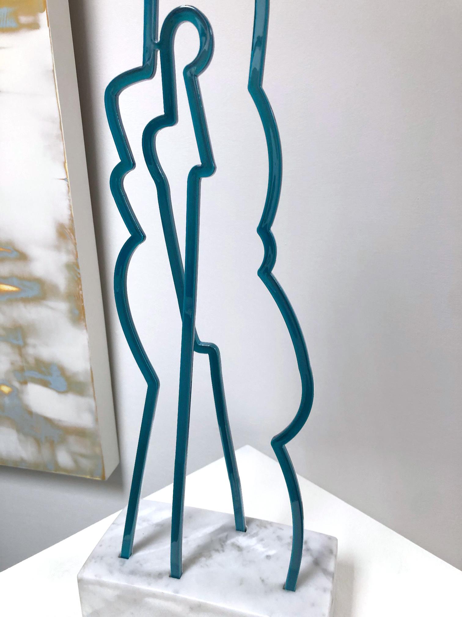 America Martin, Standing Figure-Figurative Sculpture-Green/Blue, Carrara Marble  For Sale 3