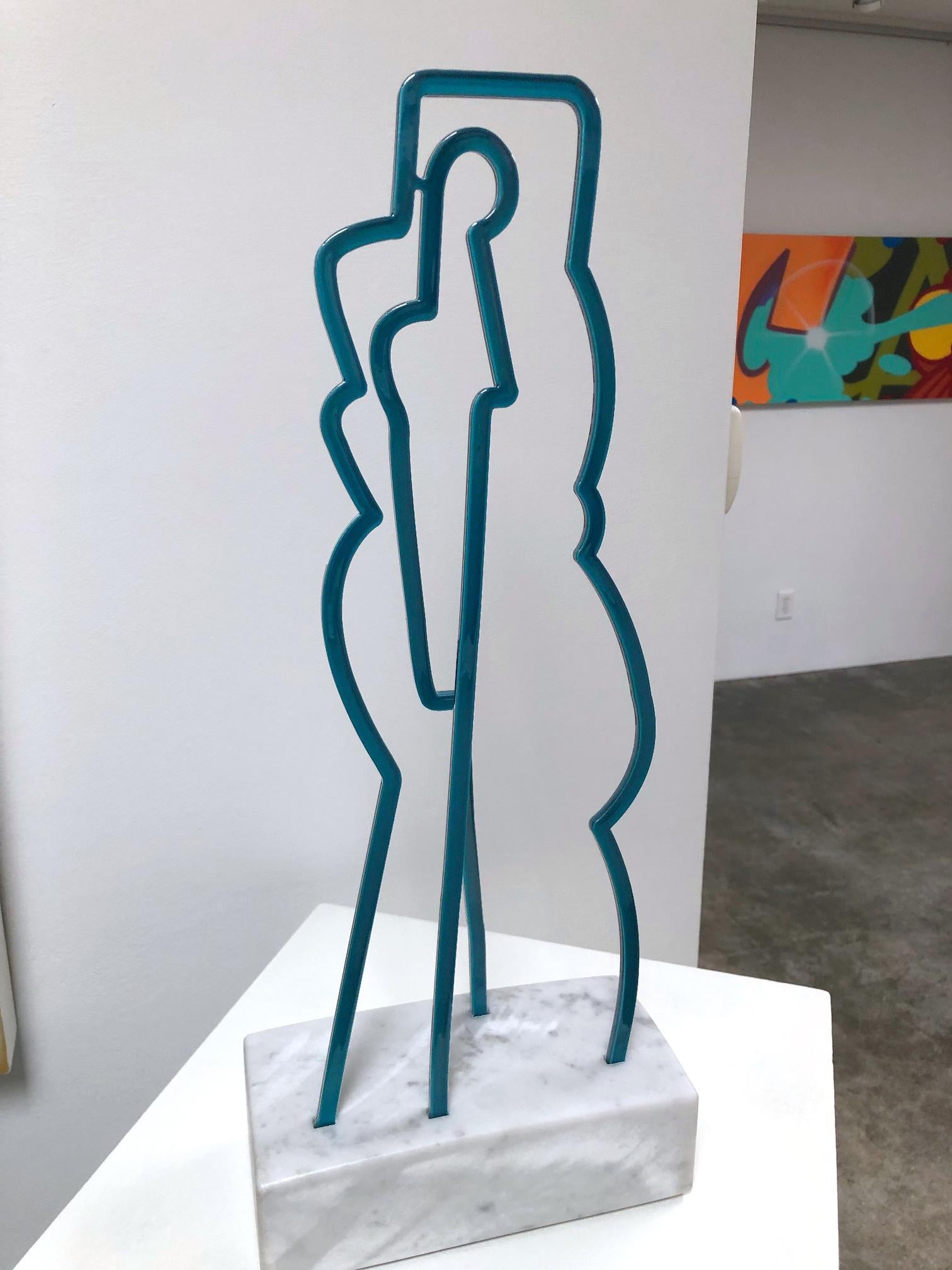 America Martin, Standing Figure-Figurative Sculpture-Green/Blue, Carrara Marble  For Sale 4