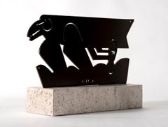 Animal Sculpture, Bronze Coated Steel, Crow With Fish & Seed by America Martin