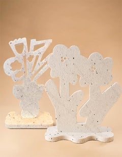 Floral Sculptural Pairing of Sand Blasted Pepper Marble by America Martin