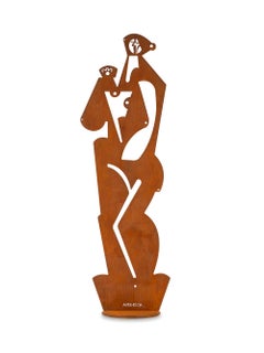 Large Steel Sculpture, Homage Vermeer's Girl w/ Pearl Earring by America Martin