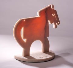 The Rose Quartz Horse (small)_2021 America Martin_Sand Blasted Marble Sculpture