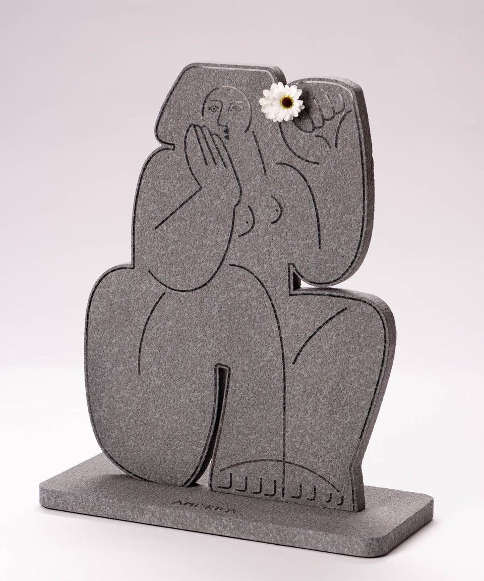 Woman Holding Flowers Small_2021 America Martin_Sand Blasted Marble Sculpture For Sale 1