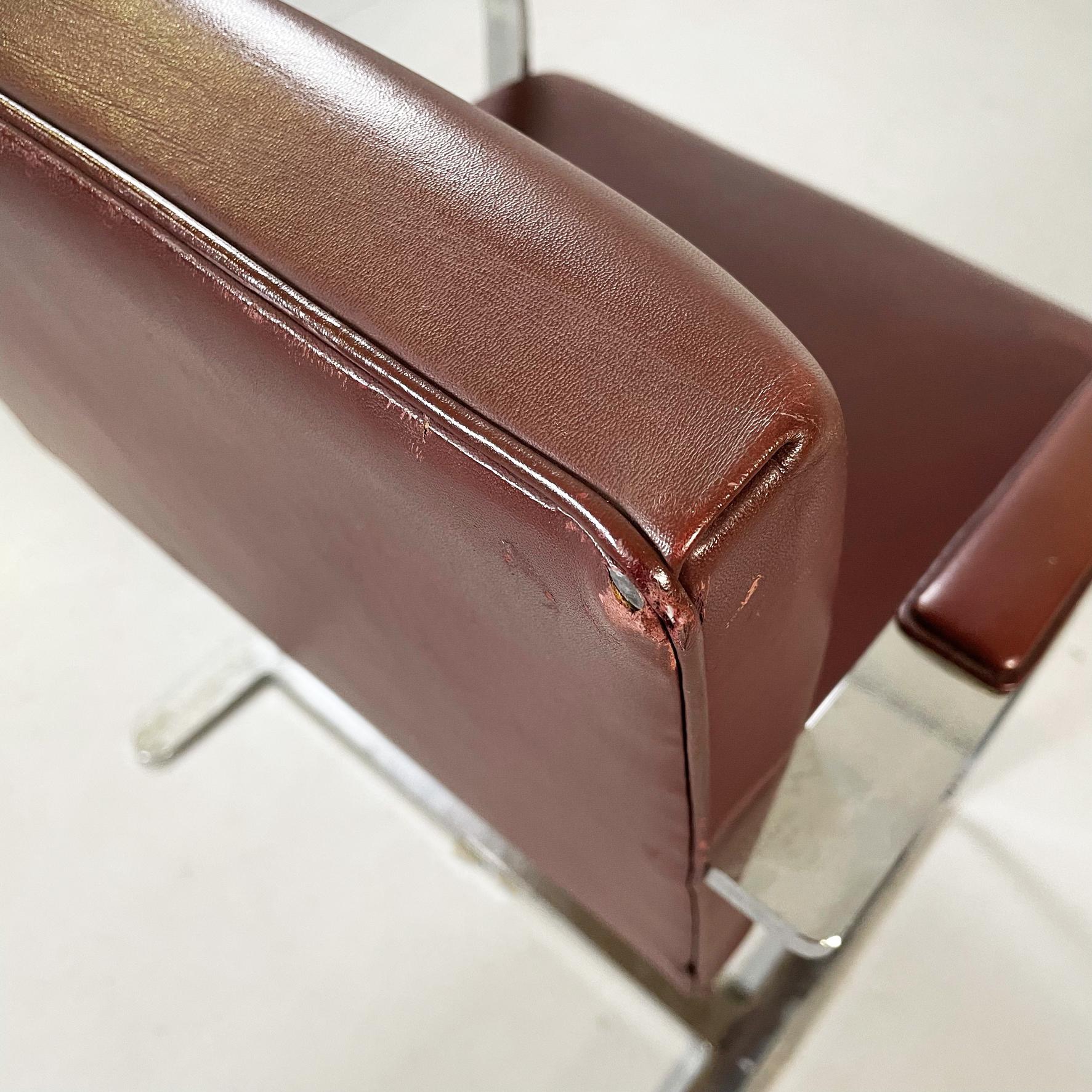 Sedia America Midcentury Brno 255 in pelle marrone di Mies Van Der Rohe Knoll, anni '70 11