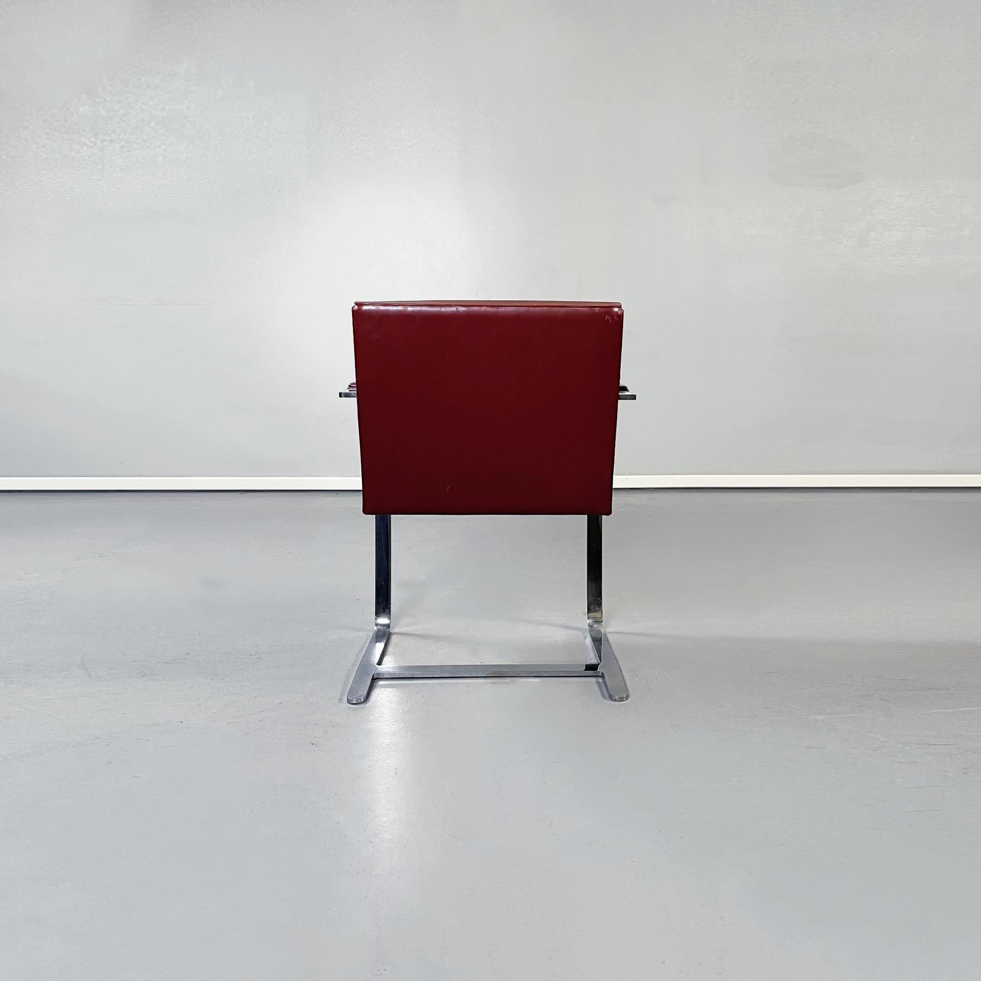 Americano Sedia America Midcentury Brno 255 in pelle marrone di Mies Van Der Rohe Knoll, anni '70