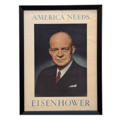 "America Needs Eisenhower" Vintage Presidential Campaign Poster