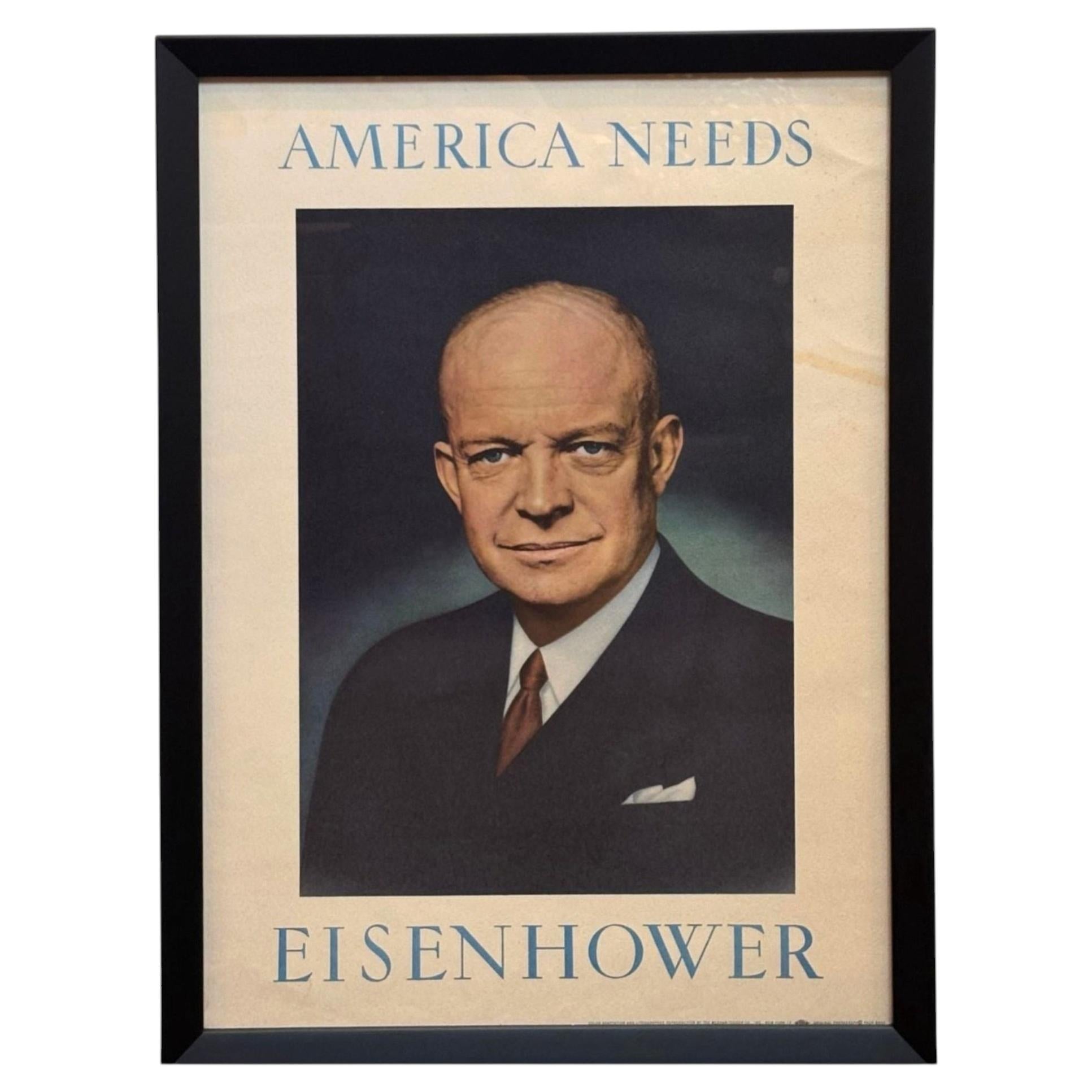 "L'America ha bisogno di Eisenhower" Poster d'epoca per la campagna presidenziale