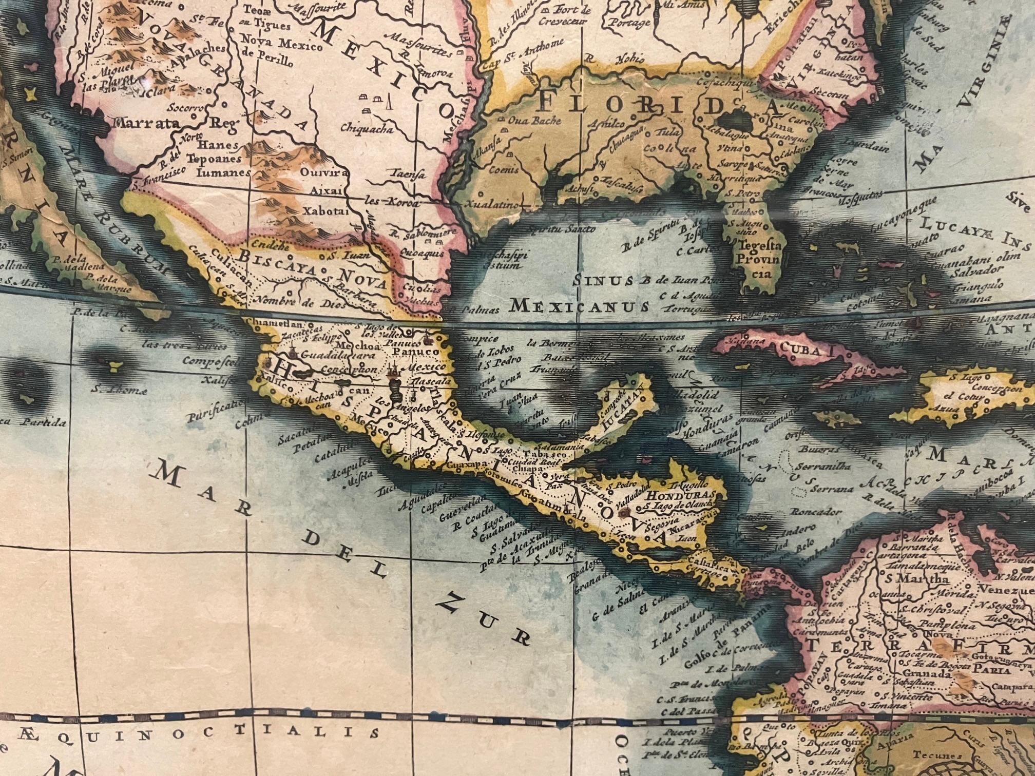 Amerika Septentrionalis von Carroli Allard (1648-1709) Kupferplattengravur im Zustand „Gut“ im Angebot in San Francisco, CA