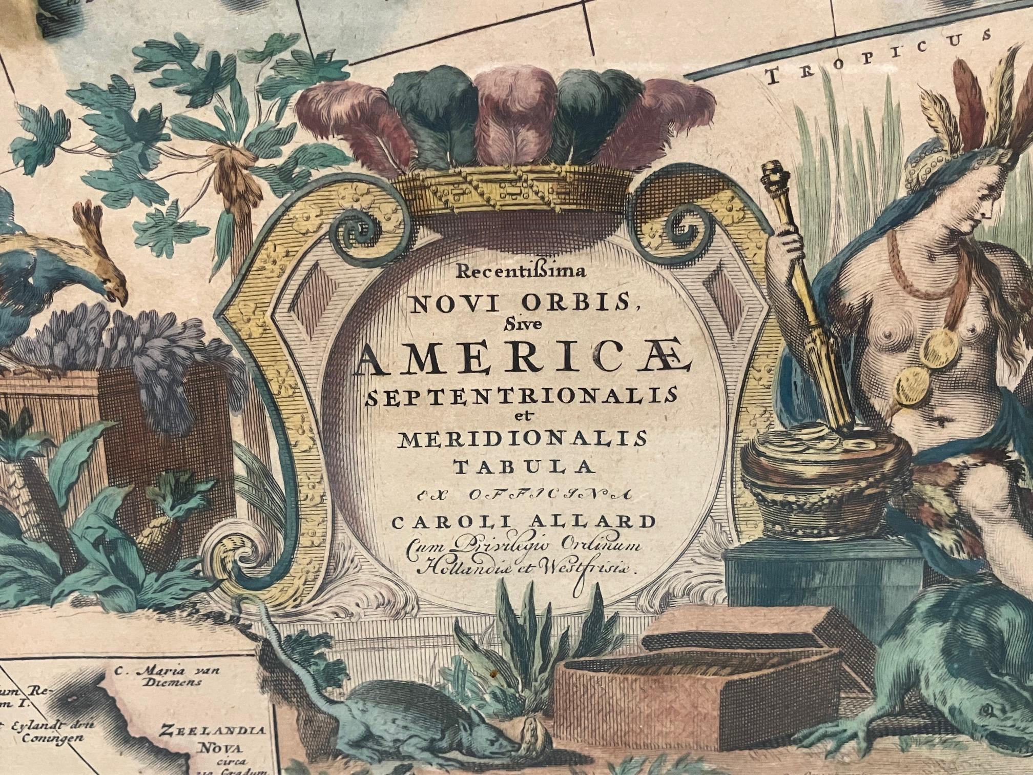 Amerika Septentrionalis von Carroli Allard (1648-1709) Kupferplattengravur (Papier) im Angebot