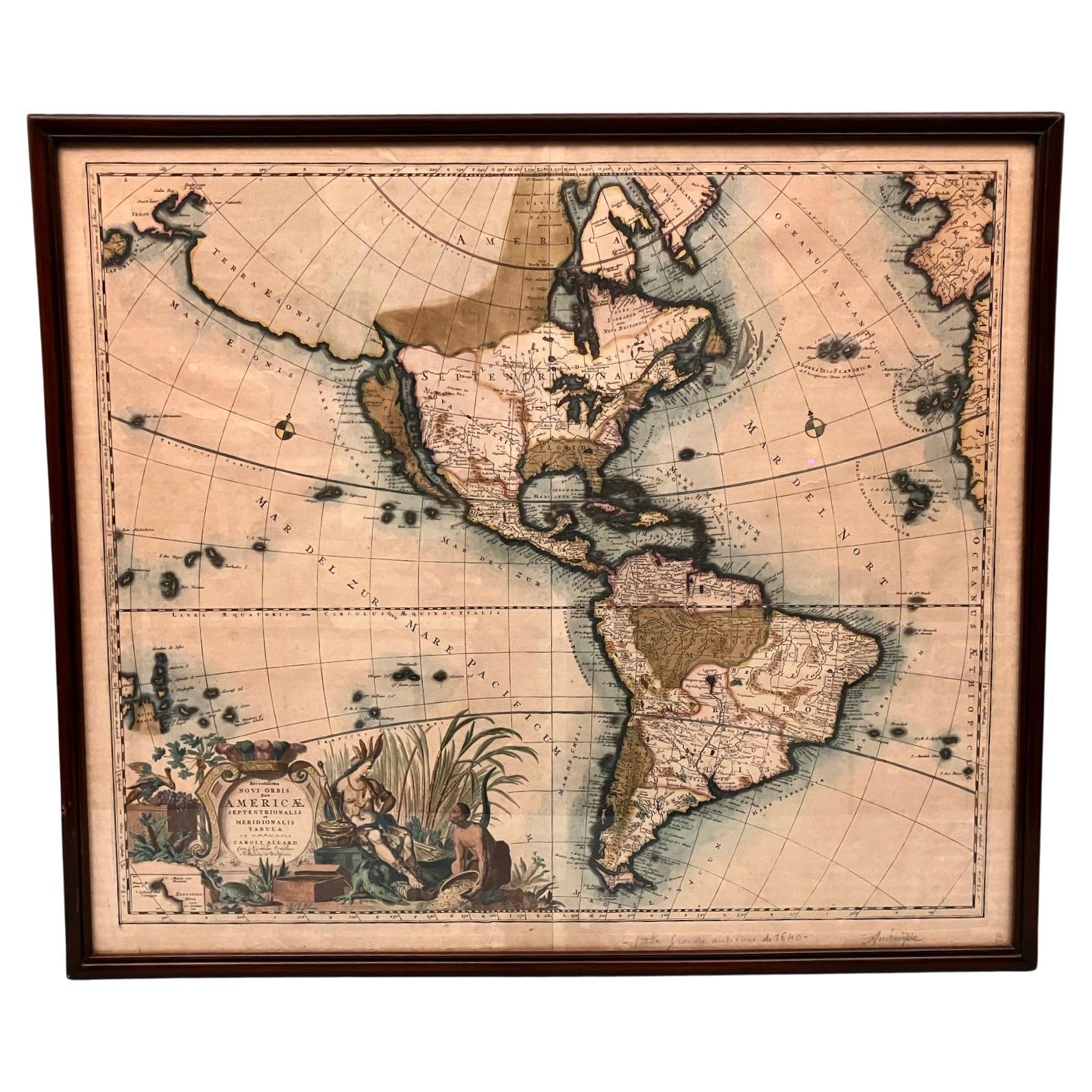 Amerika Septentrionalis von Carroli Allard (1648-1709) Kupferplattengravur im Angebot