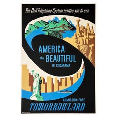 AMERICA THE BEAUTIFUL TOMORROWLAND DISNEYLAND Original Vintage Attraction Poster