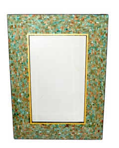America Tiling & Tessellated Glass Hues of Green & Gold Rectangle Wall Mirror