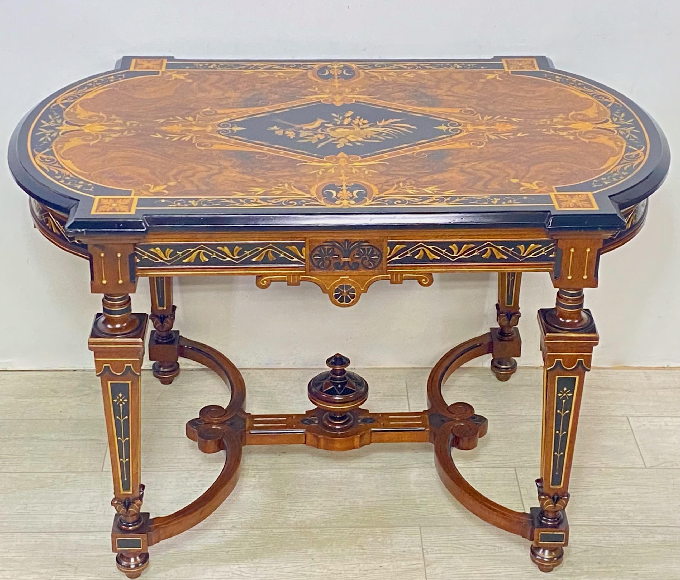Ebonized American Victorian Herter Bros. Style Center Table, Late 19th Century For Sale