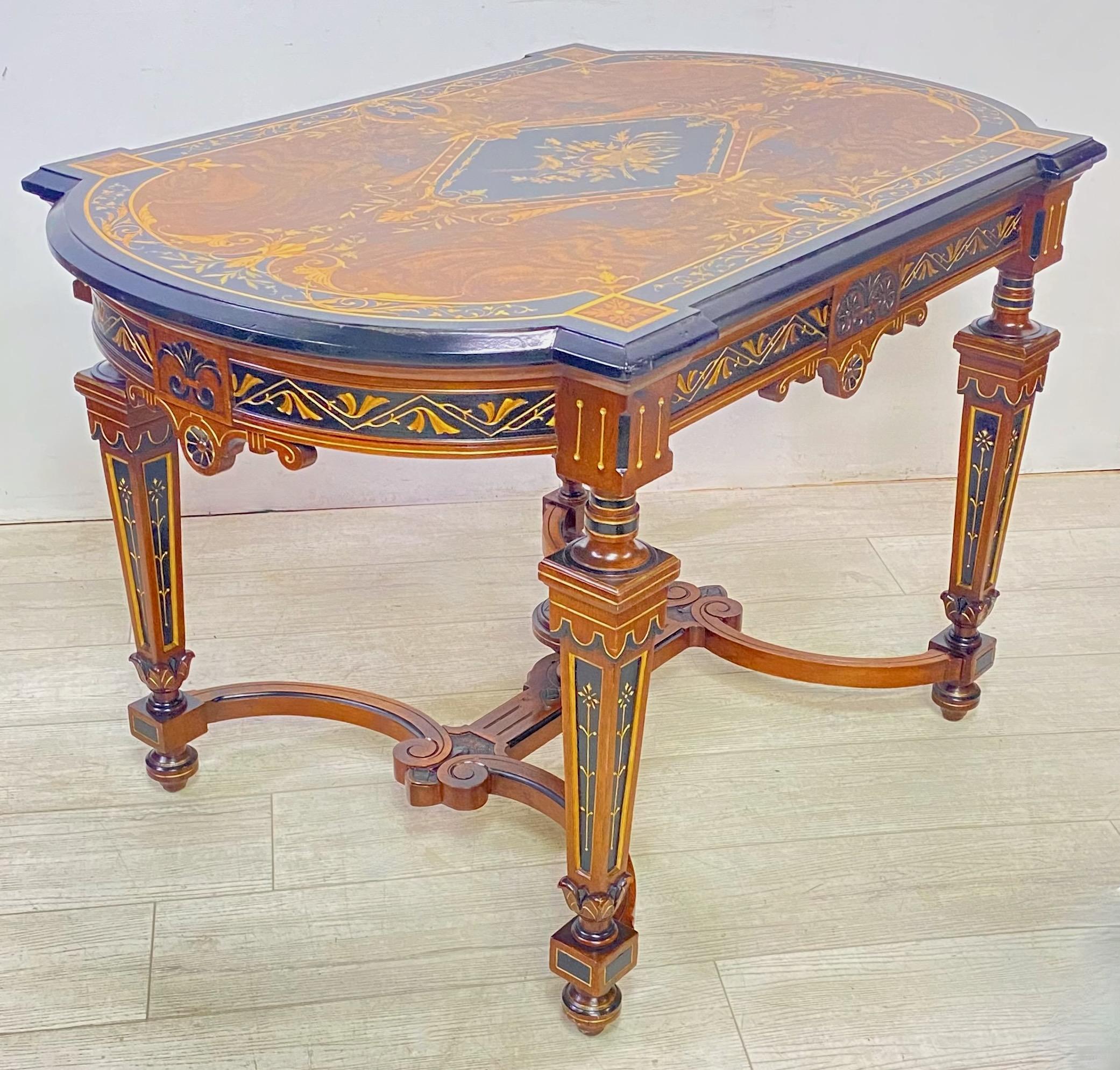 Satinwood American Victorian Herter Bros. Style Center Table, Late 19th Century For Sale