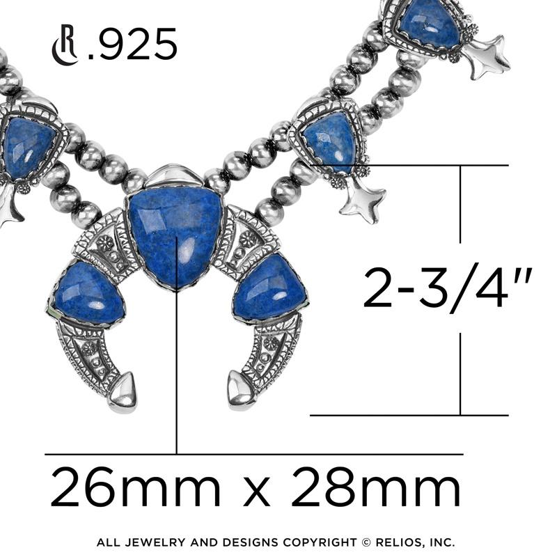Donna Collana America West in argento con lapis e fiori di zucca, 18-21 pollici in vendita
