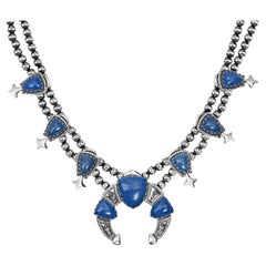 Collana America West in argento con lapis e fiori di zucca, 18-21 pollici