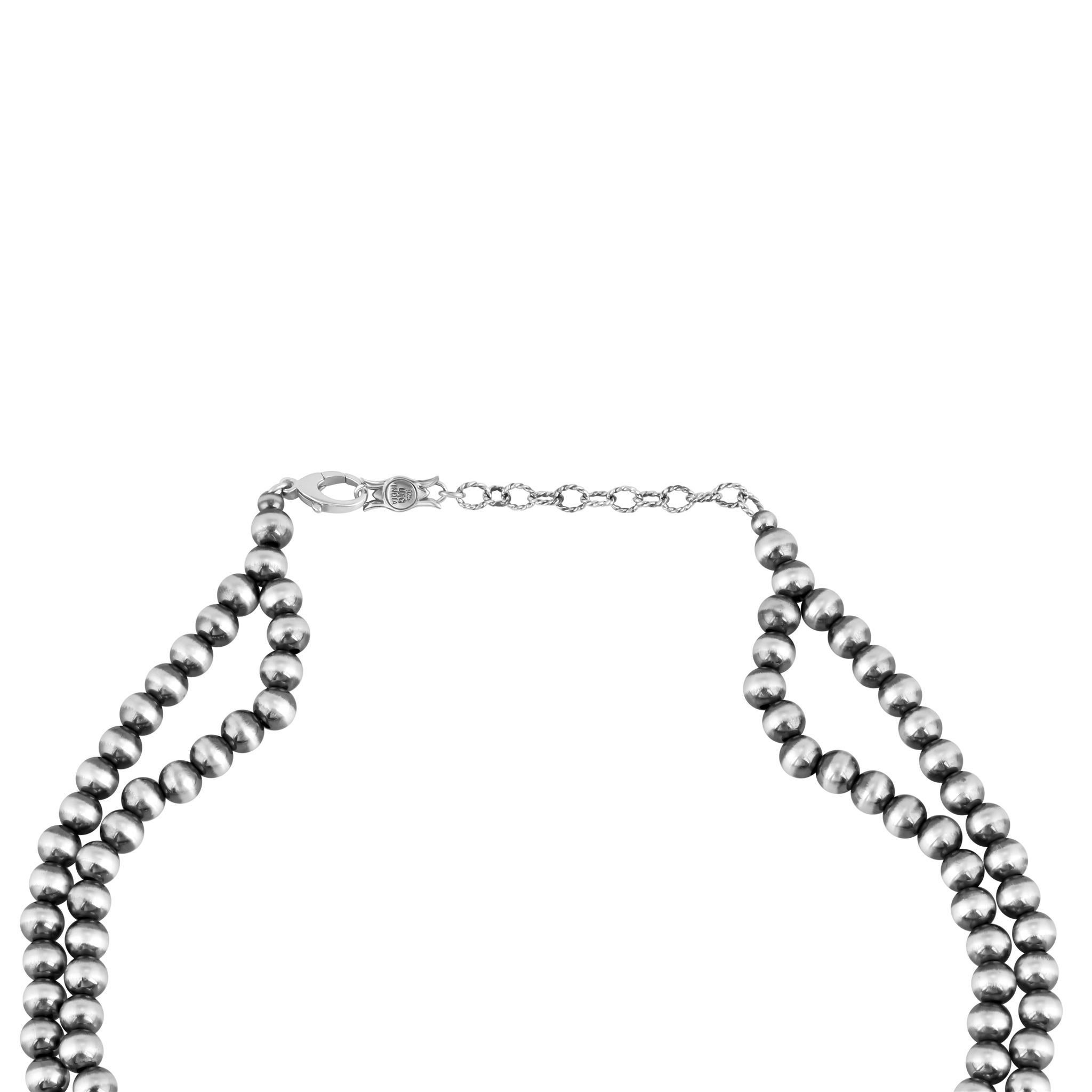 Collana con fiori di zucca Naja grande in Lapis d'argento di America West, da 21 a 24 pollici In condizioni Nuovo in vendita a New York, NY