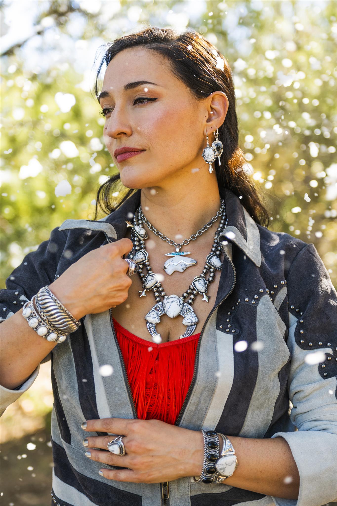 Collana America West in argento con gemme di Howlite bianca, da 18 a in vendita 3