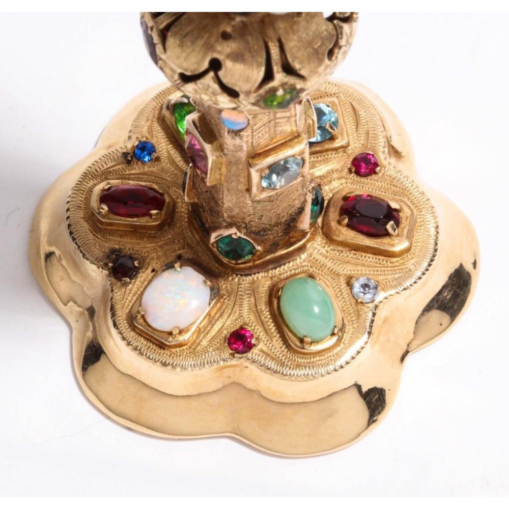 Women's or Men's American 14 Karat Yellow Gold and Semi Precious Stone Miniature Chalice Cup