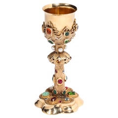 Vintage American 14-Karat Yellow Gold and Semi Precious Stone Miniature Chalice Cup