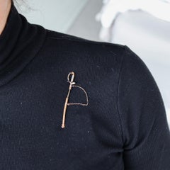 American 1860 Miniature Enameled Sword Jabot In 14Kt Yellow Gold & Diamond