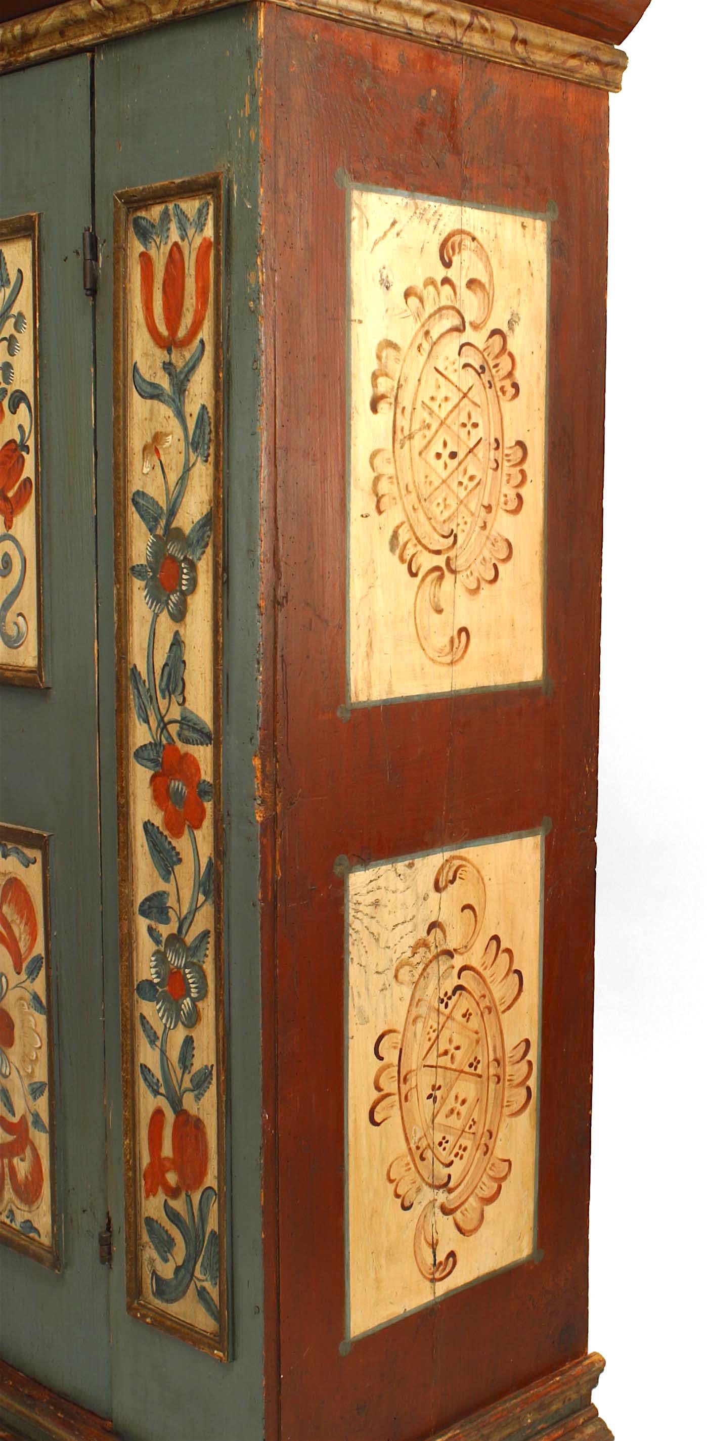 American Painted Floral and Vine Armoire 1