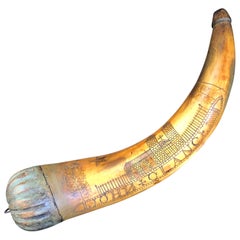 Amerikanisch 18. Jahrhundert Pennsylvania Dutch geschnitzt Pulver Horn