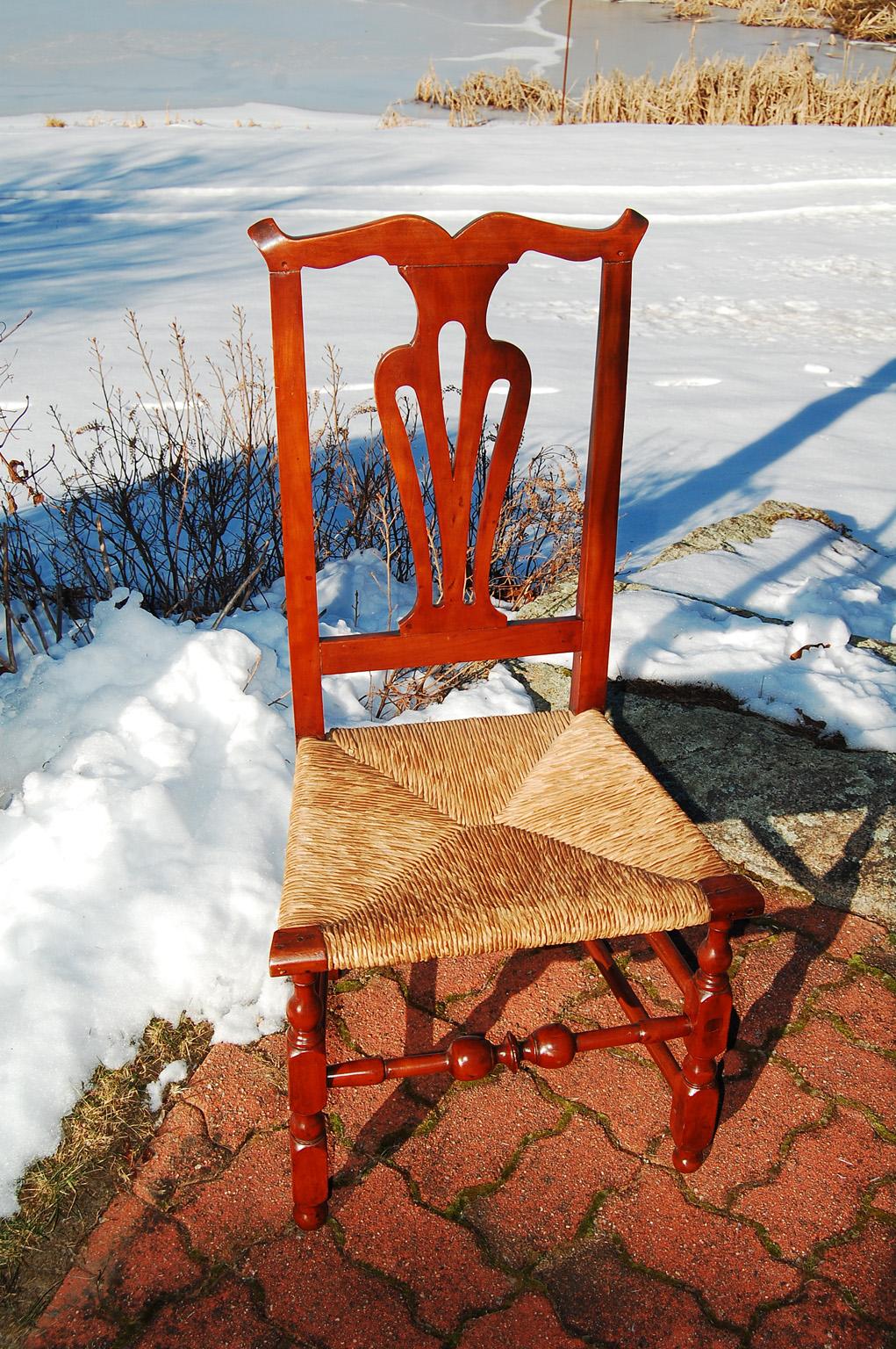 American 18th Century Queen Anne - Chippendale Transitional  Maple Side Chair For Sale 2