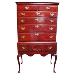 American 18th Century Queen Anne Maple Highboy with Fan Carving, Cabriole Legs