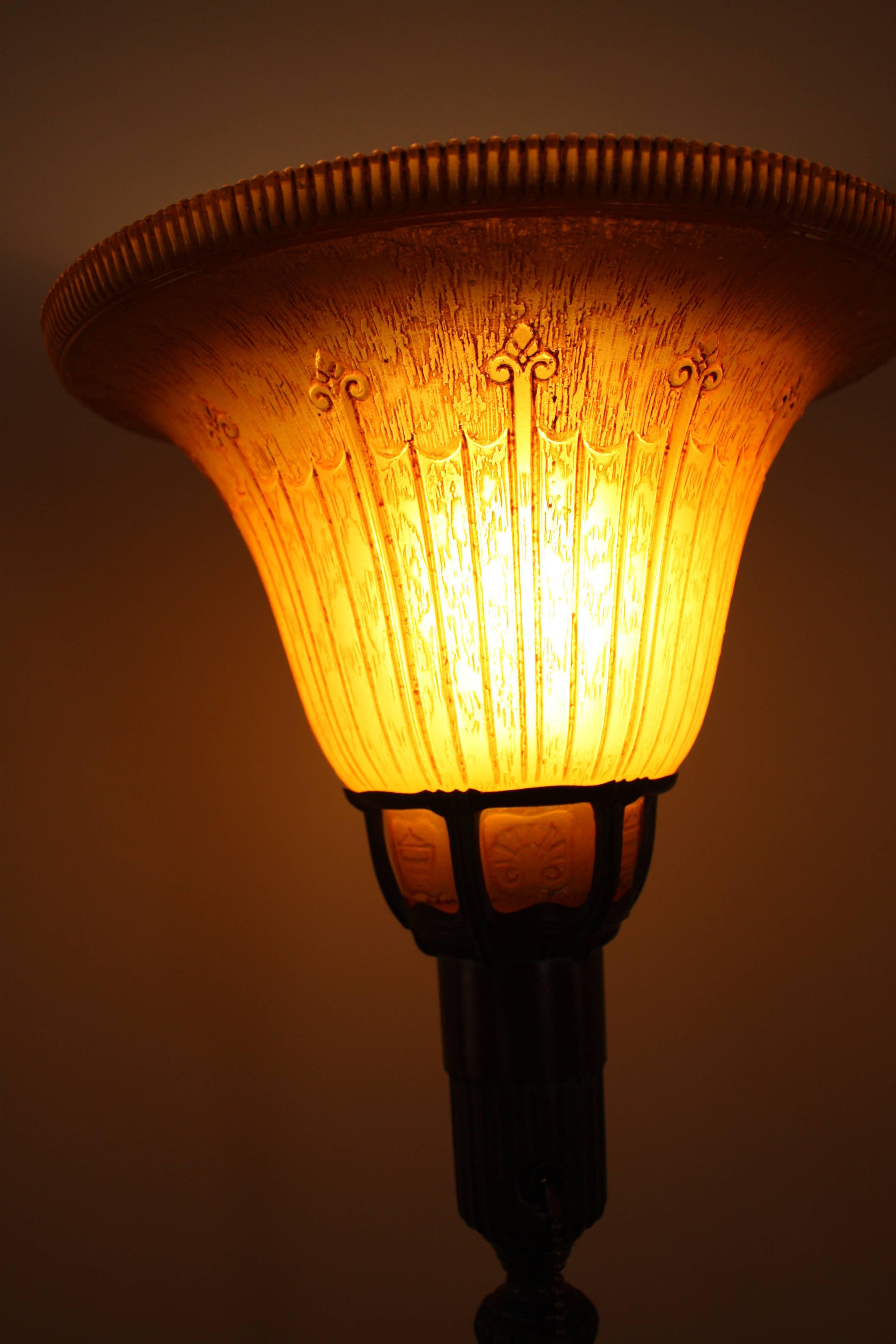 American 1920s Art Deco Torchiere Floor Lamp by Lightolier In Good Condition In Fairfax, VA