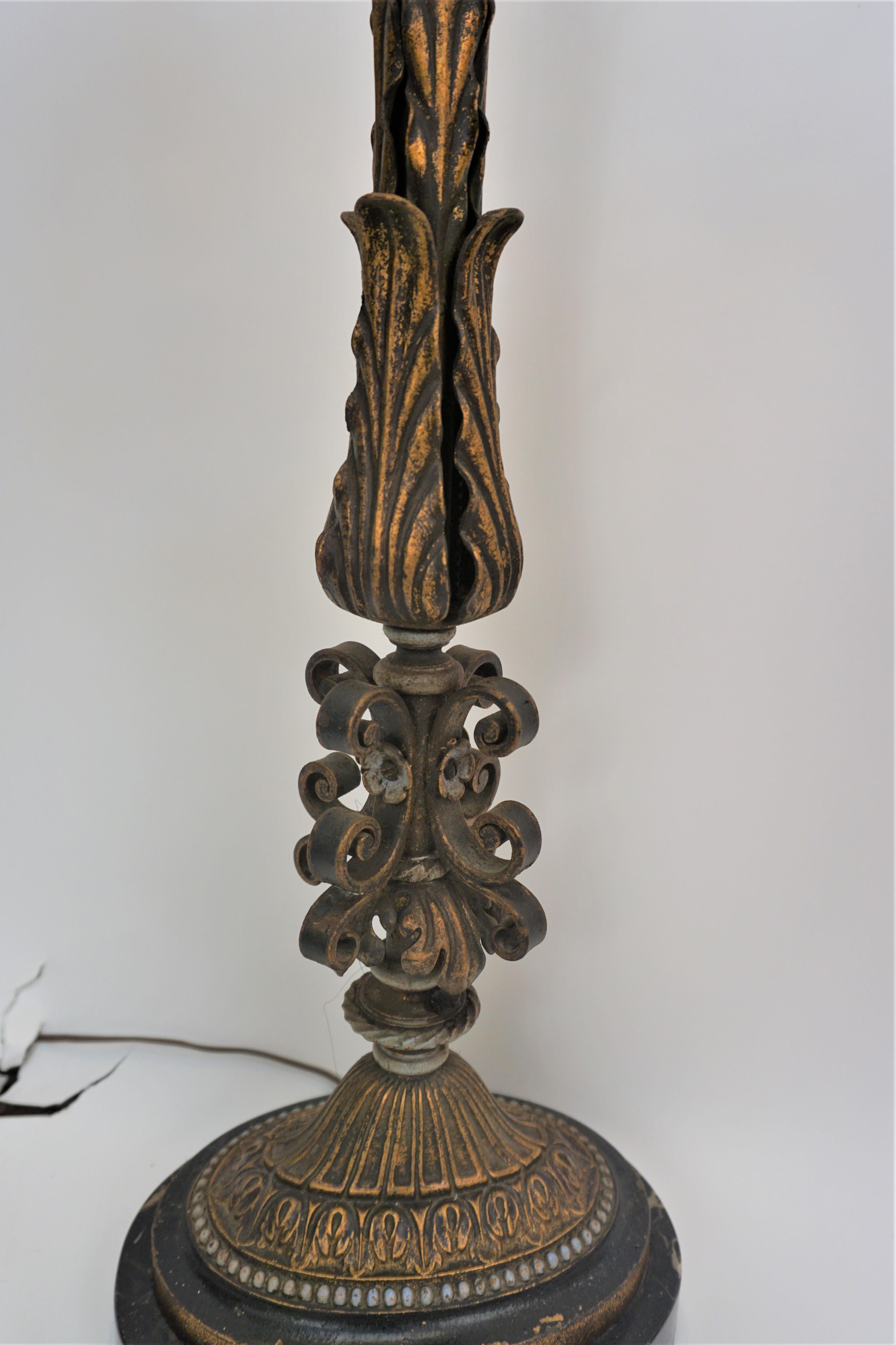 Painted American 1920s Floor Lamp with Original Mica Shade