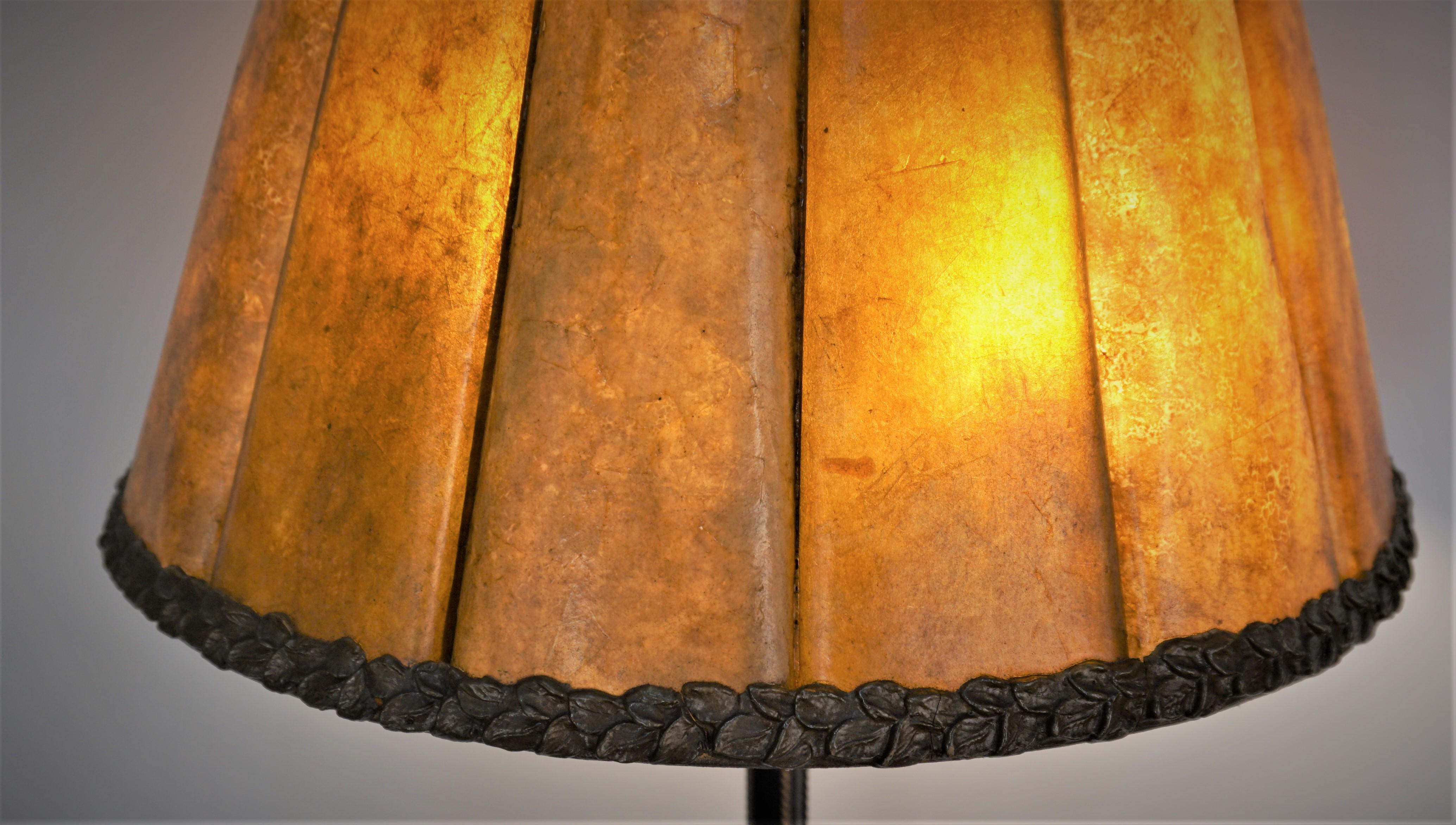 Iron American 1920s Floor Lamp with Original Mica Shade
