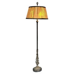 Antique American 1920s Floor Lamp with Original Mica Shade