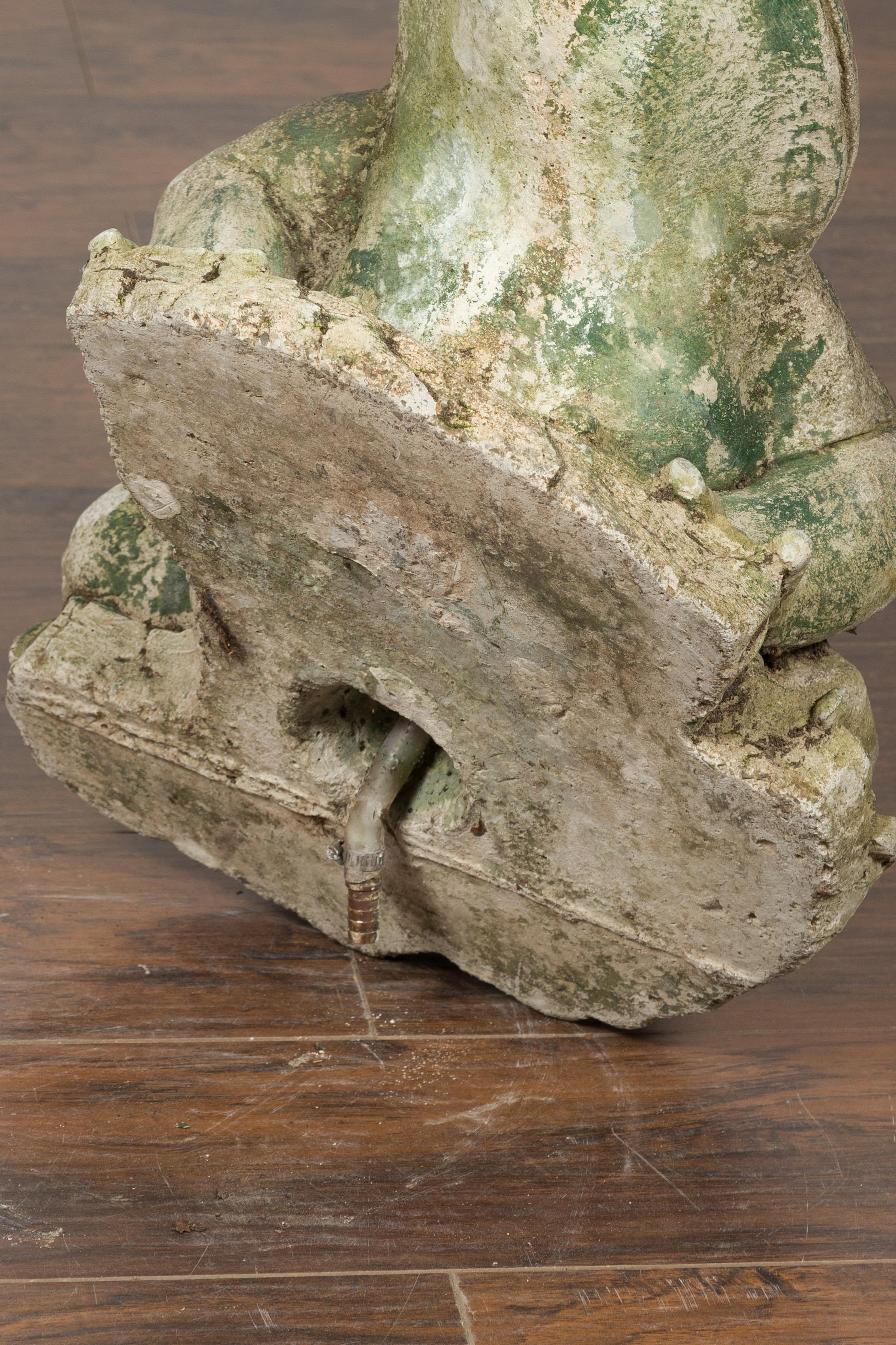 American Giant Stone Frog with Patina, Originally Used as a Fountain For Sale 6