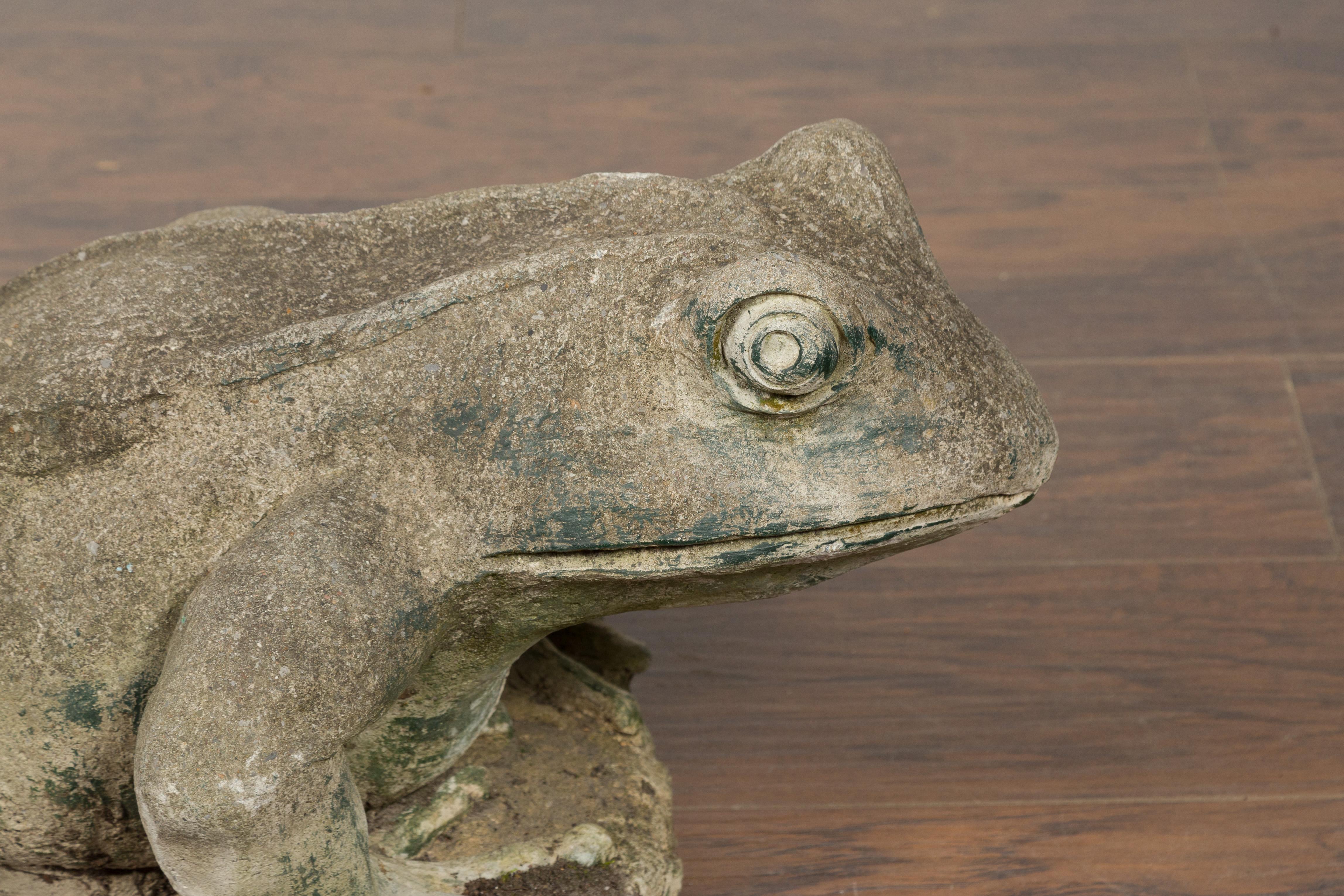 American Giant Stone Frog with Patina, Originally Used as a Fountain In Good Condition For Sale In Atlanta, GA