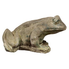 American 1920s Giant Stone Frog with Patina, Originally Used as a Fountain