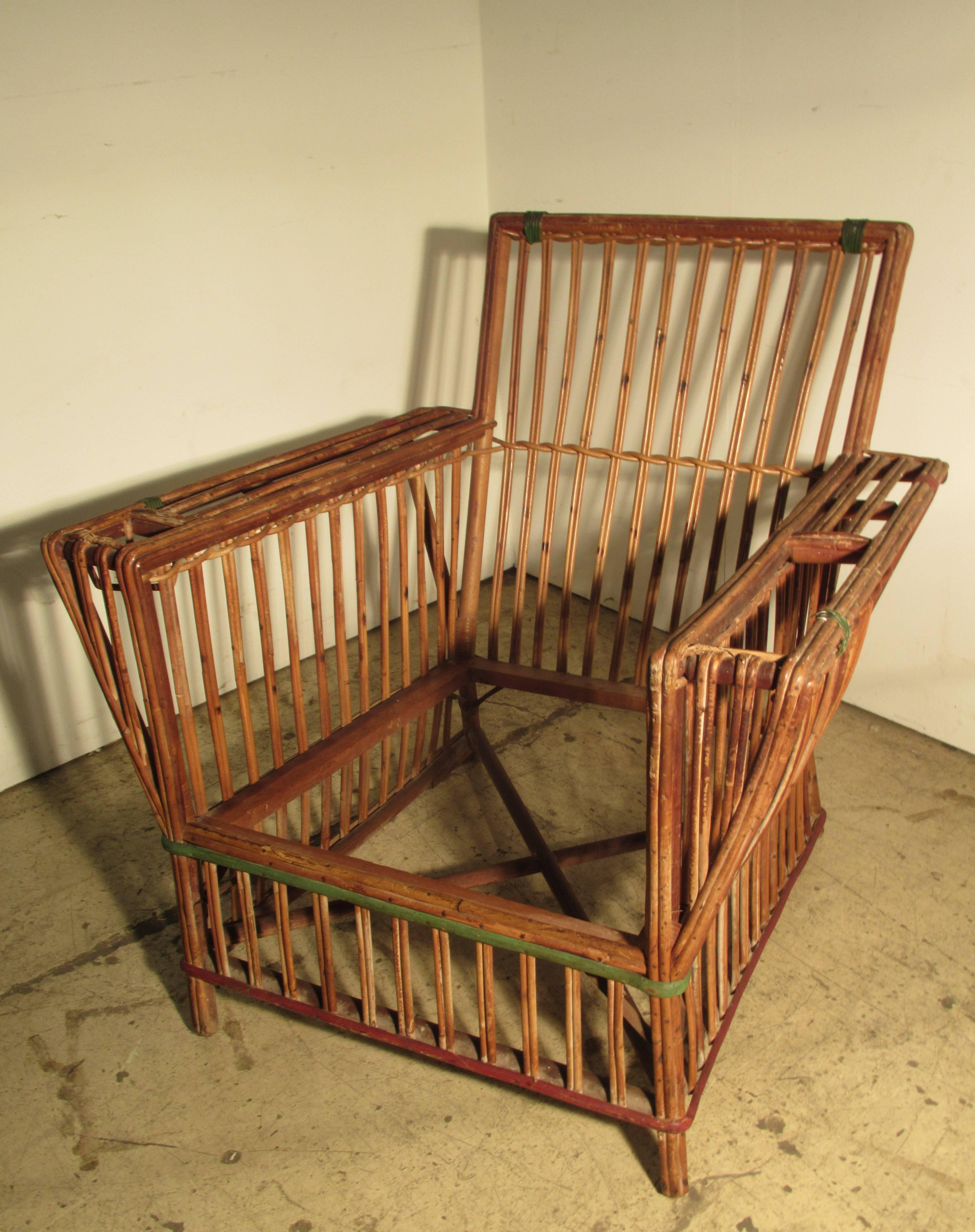 American 1930s Art Deco Stick Wicker Lounge Chair 6