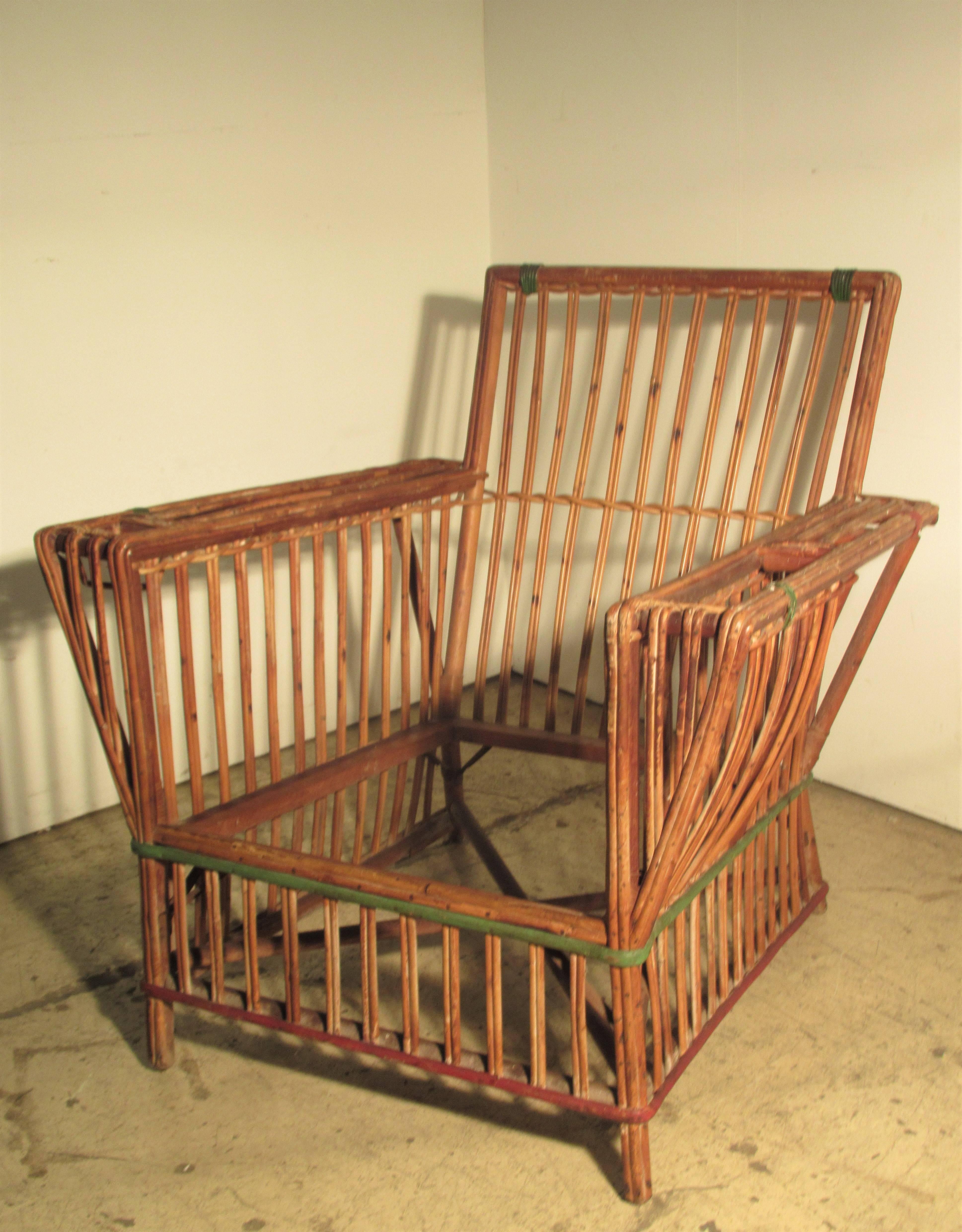 American 1930s Art Deco Stick Wicker Lounge Chair 7