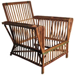 Amerikanischer 1930er Jahre Art Deco Stick Wicker Lounge Chair