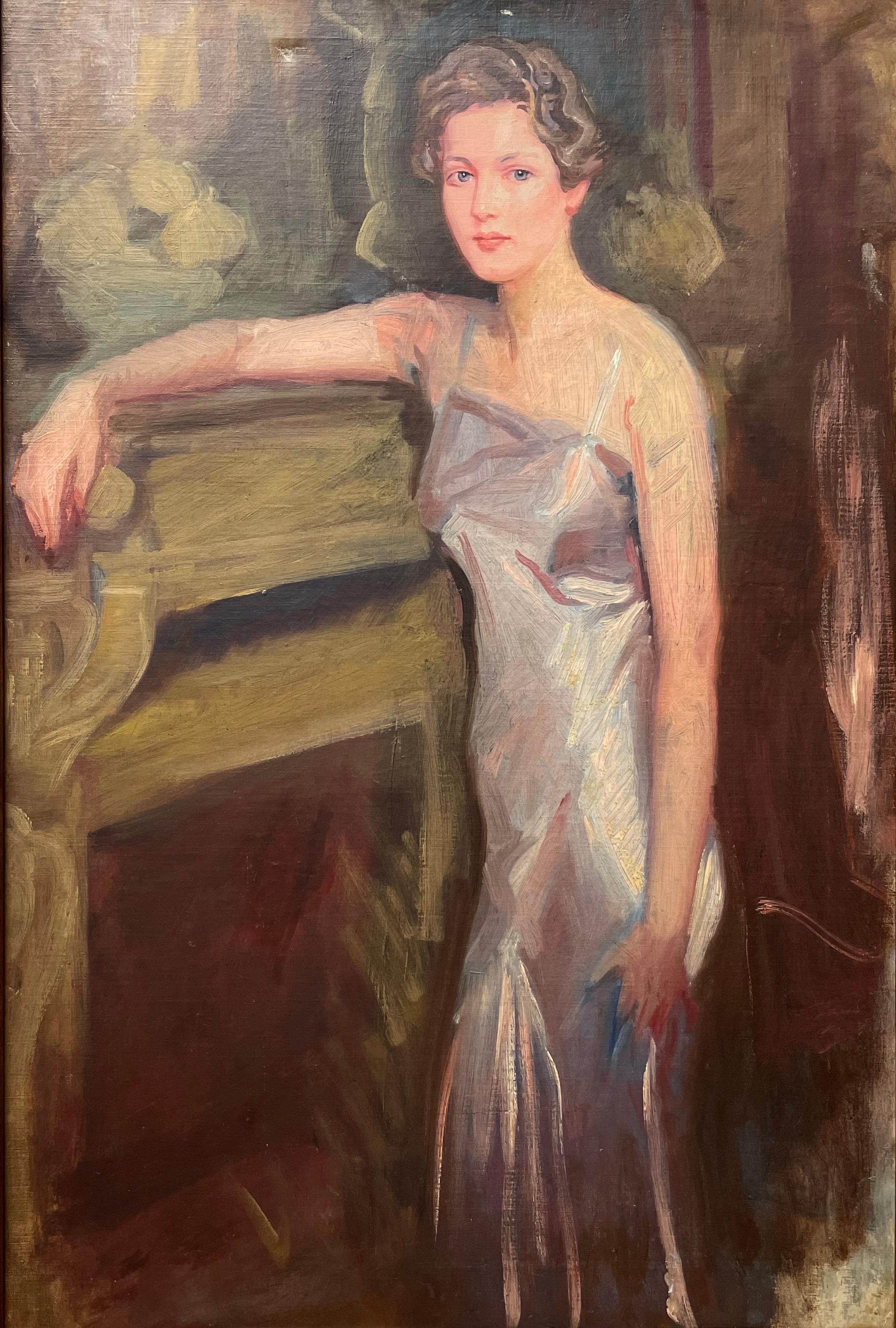 American 1930's Portrait Painting - Original Antique Portrait of Kay Francis American Film Star - Beautiful Oil 