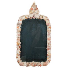 American 1930s Shell Mirror with Pyramidal Crest and Pastel Tones