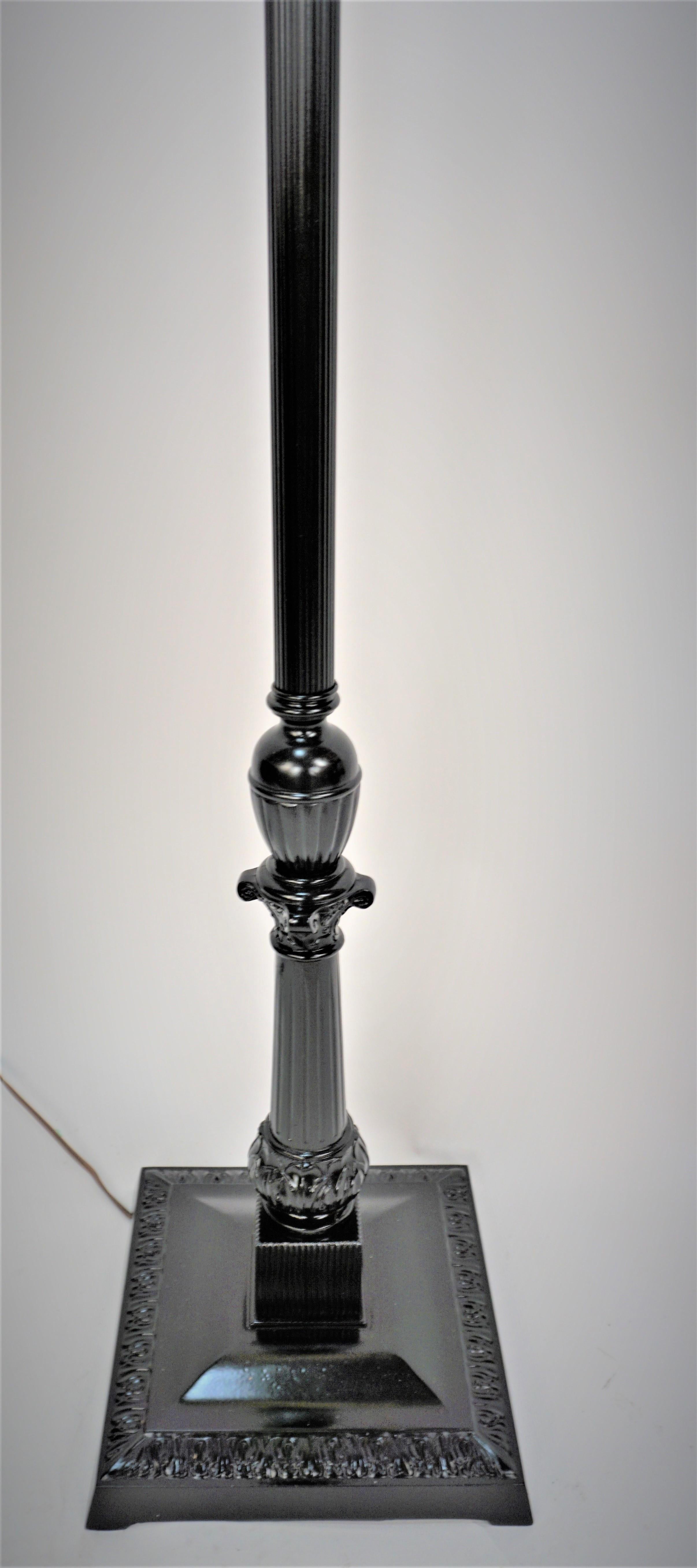 Art Deco American 1930's Torchiere Floor Lamp with Original Glass Shade For Sale